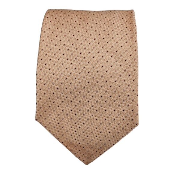 ISAIA Salmon Floral Polka Dot Silk Tie ITALY 60